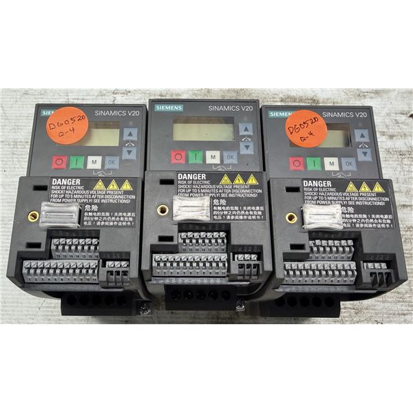 (3) Siemens #6SL3210-5BB17-5UV1 Sinamics V20 Inverters