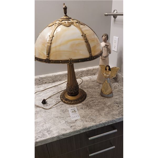 Art Nouveau Slag Glass Table Lamp, Angels A