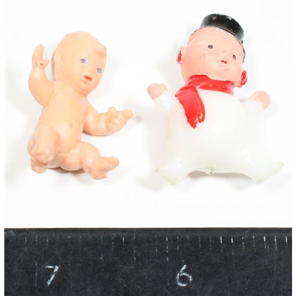 1950'S PLASTIC SNOWMAN + 1980'S MINI BABY