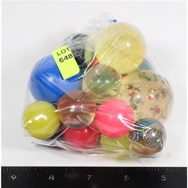 BAG OF VINTAGE RUBBER BOUNCY BALLS