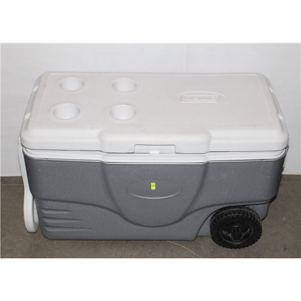 COLEMAN COOLER WITH DRAIN + WHEELS