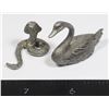 Image 1 : PEWTER FIGURINES - STRIKING COBRA SNAKE + SWAN