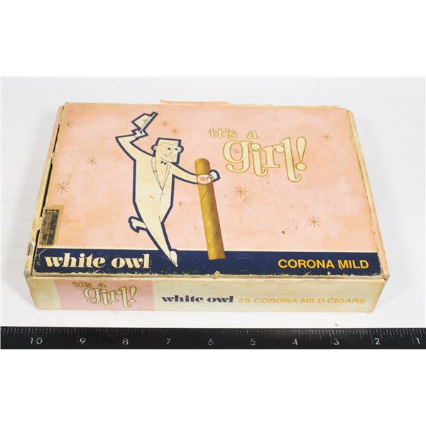 VINTAGE WHITE OWL CIGAR BOX