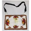 Image 1 : HOMEMADE - VINTAGE TEA-TOWEL PURSE WITH ROSE PIN