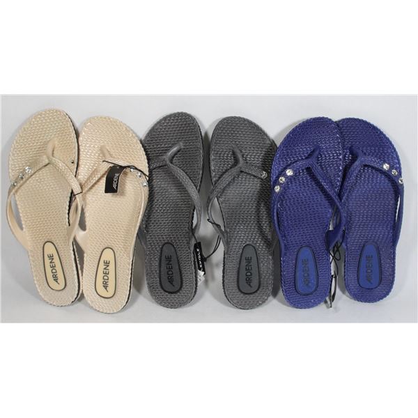 3 NEW PAIRS OF SIZE 8 FLIP FLOPS