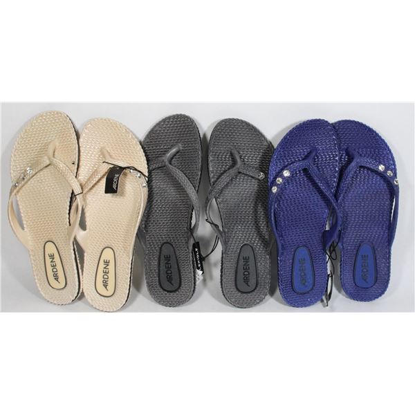 3 NEW PAIRS OF SIZE 8 FLIP FLOPS