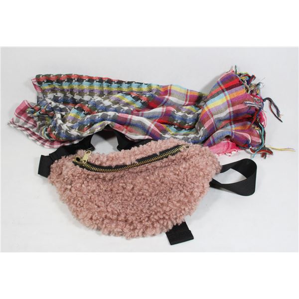 FUZZY FANNY PACK AND SCARF