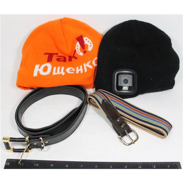 2 TOQUES AND 2 BELTS