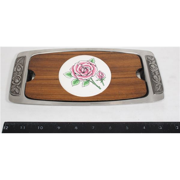 VINTAGE STAINLESS STEEL WITH CERAMIC ROSE TILE