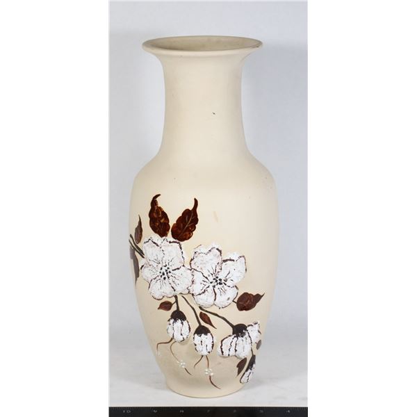 VINTAGE VASE WITH RAISED 3D HAND PAINTED FLOWERS