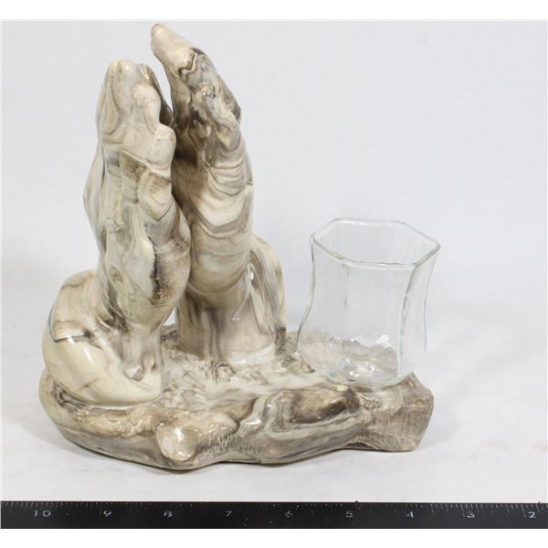 "PRAYING HANDS" - MARBLEIZED CANDLE HOLDER