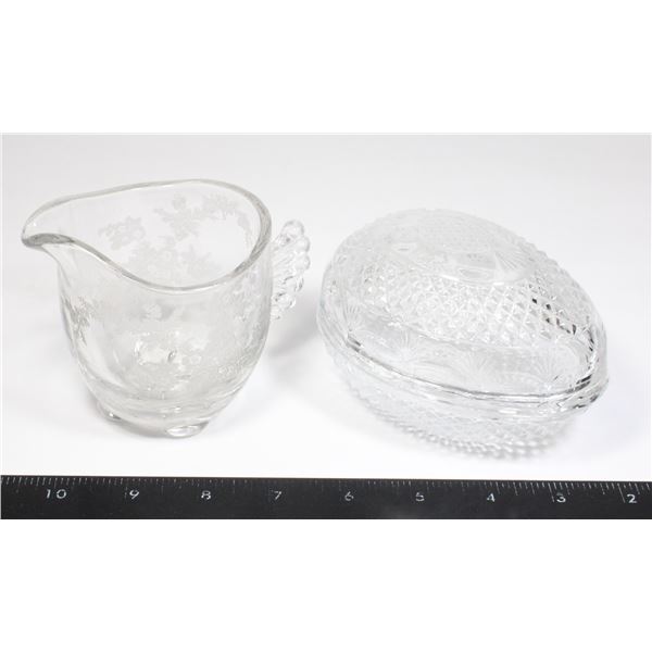 TIFFIN FRANCISCAN CREAMER 1930'S AND FOSTORIA EGG