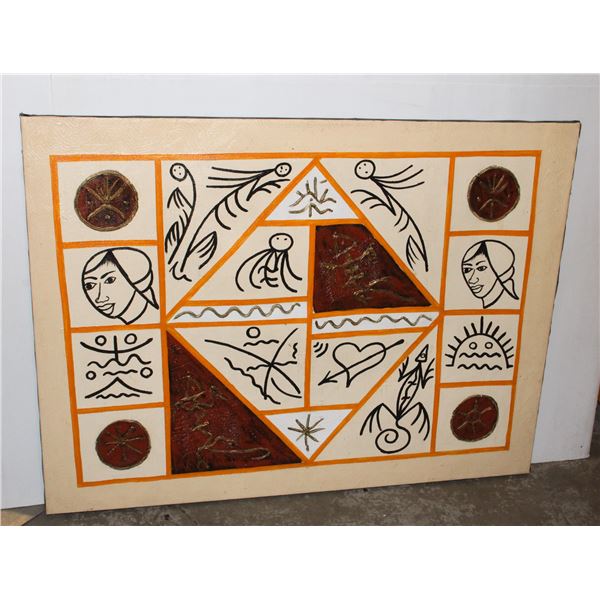 BOS BLANCO ART, GRIDDED AND HAND DRAWN RAISED ARTI