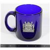 Image 1 : VINTAGE COBALT BLUE GLASS MUG WITH PEWTER CREST