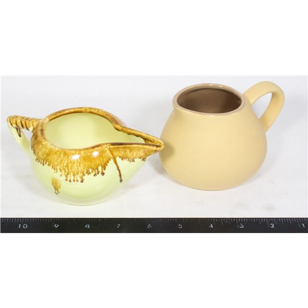 MINI CERAMIC PITCHER WITH YELLOW AND BROWN DRIP GL