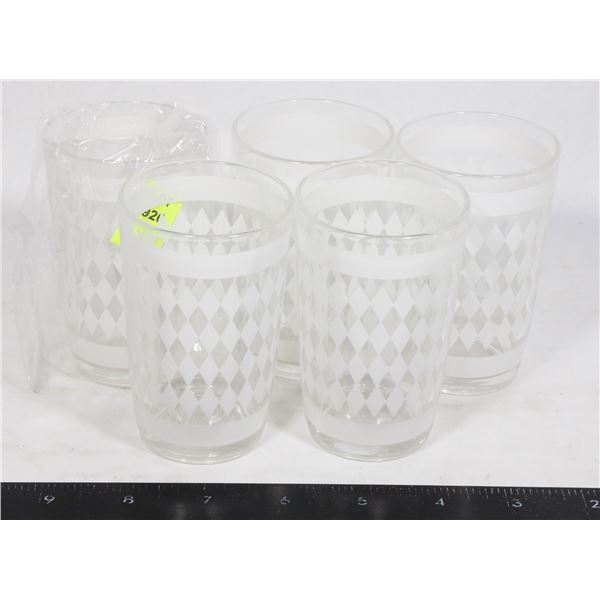 WHITE DIAMOND MCM JUICE GLASSES "HARLEQUIN"