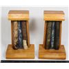 Image 1 : HEAVY, SOLID WOOD BOOK ENDS WITH AN UNKNOWN STONE
