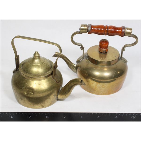 2 BRASS TEA KETTLES - VINTAGE