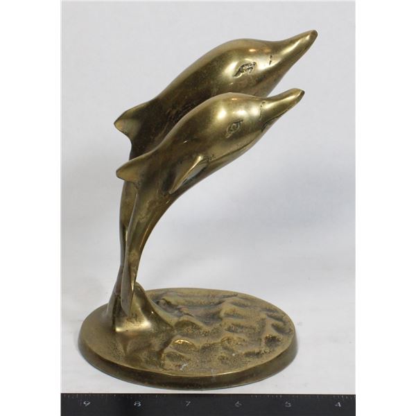 DOUBLE DOLPHIN BRASS ORNAMENT