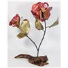 Image 2 : HANDMADE COPPER ROSES IN A BURL WOOD BASE