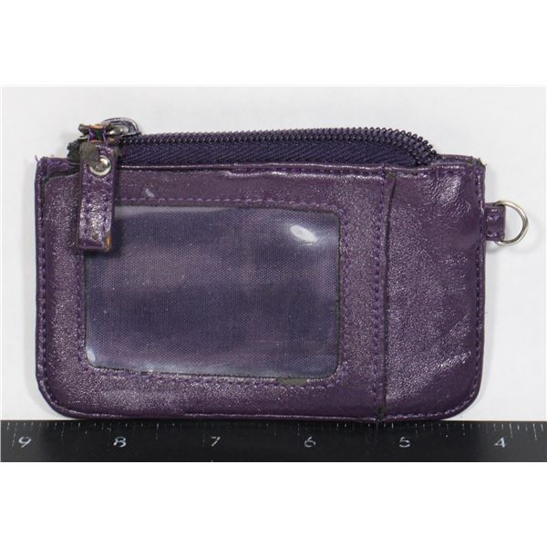 ROOTS LEATHER FLAT ZIP CARD POUCH