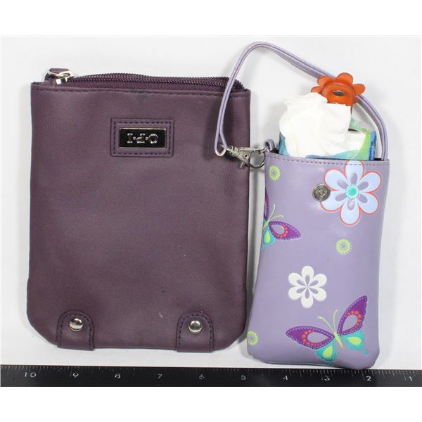 2 PURPLE POUCHES - O.P.I. AND KLEENEX PACK POUCH