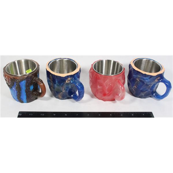 4 X LAVA MUGS - STAINLESS INTERIORS