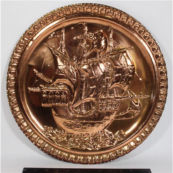 COPPER GALLEON SHIP - 1960'S PRESSED BRASS