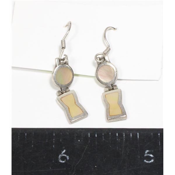 VINTAGE ALPACA SILVER DROP EARRINGS WITH MOTHER OF