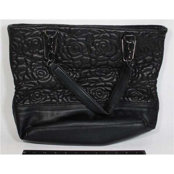 SIMPLY VERA - VERA WANG BLACK QUILTED ROSE TOTE