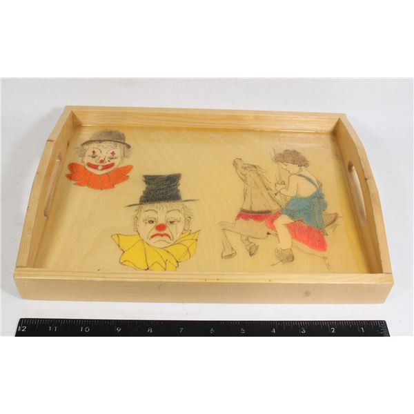 VINTAGE WOOD TRAY WITH HANDLES