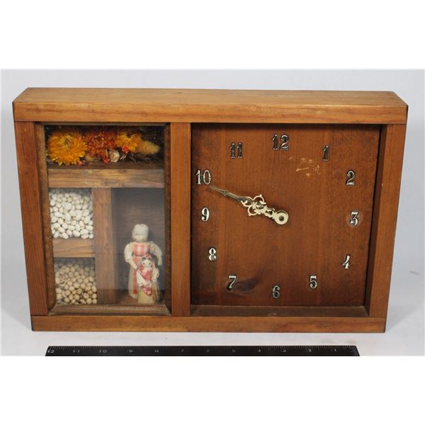 HANDCRAFTED, VINTAGE WOOD CLOCK