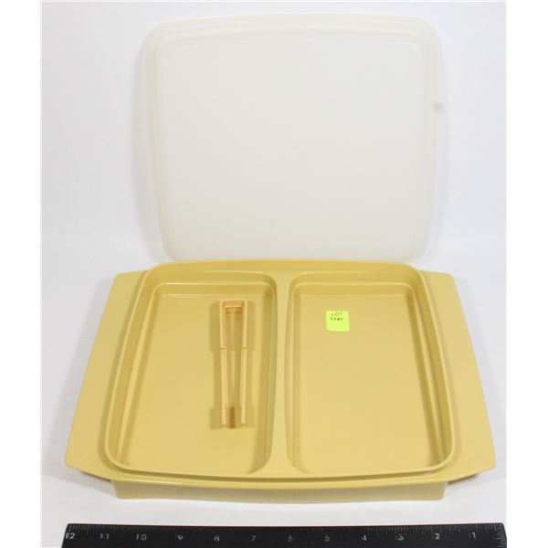 VINTAGE TUPPERWARE SERVER WITH TONGS