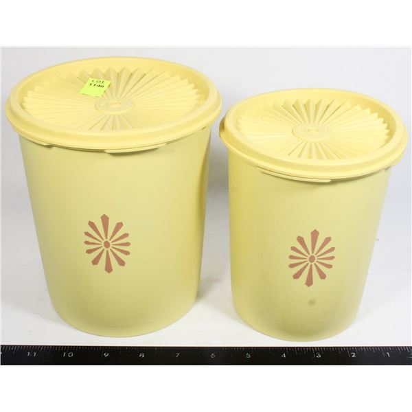 2 VINTAGE TUPPERWARE CANISTERS WITH MATCHING LIDS