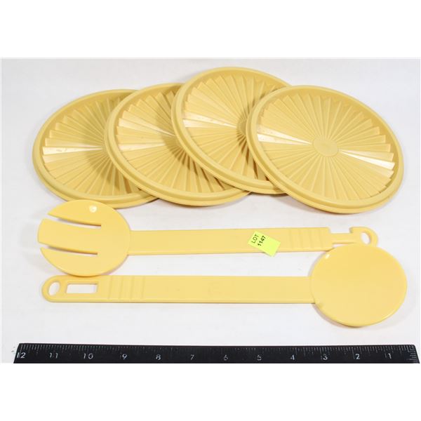 4 VINTAGE TUPPERWARE CANISTER LIDS