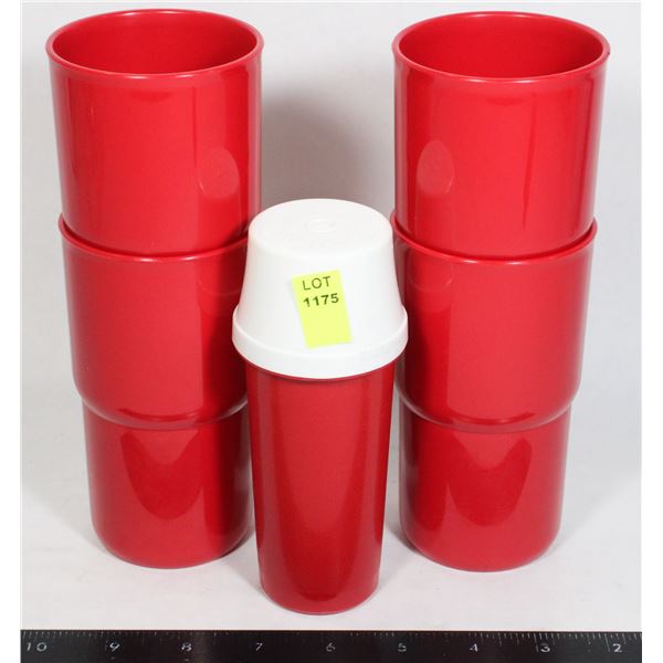 4 RED TUPPERWARE