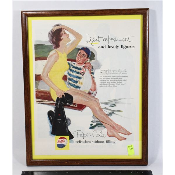 FRAMED VINTAGE 1956 PEPSI ADVERTISEMENT