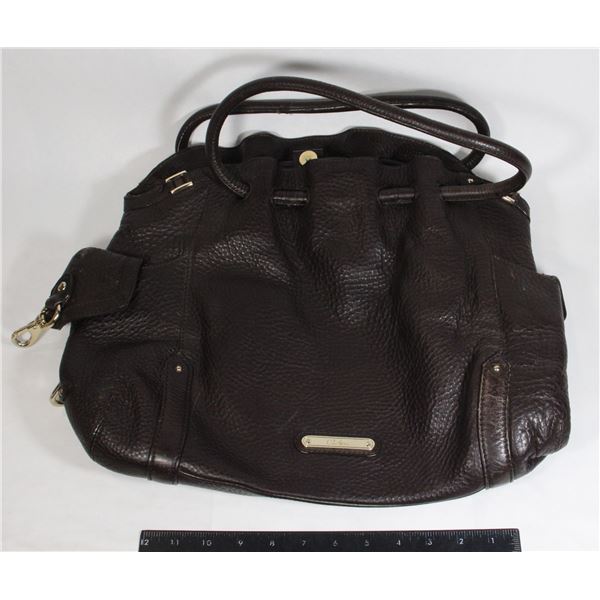 BROWN PEBBLED BOHO LEATHER BAG BY COLE HAAN