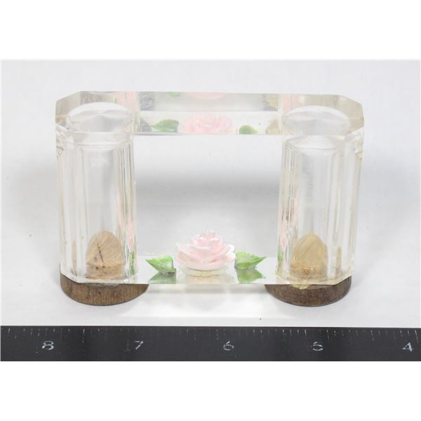 VINTAGE LUCITE BLOCK SALT/PEPPER SHAKER