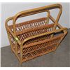 Image 1 : VINTAGE MCM MAGAZINE RACK WITH CURVED BAMBOO FRAME