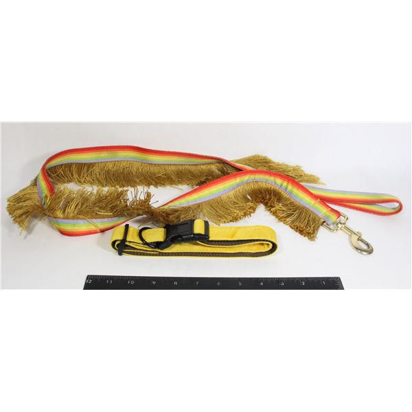 RAINBOW LEASH WITH LARGE YELLOW COLLAR