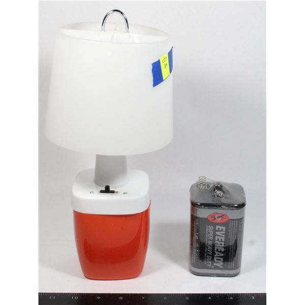 VINTAGE ORANGE + WHITE PLASTIC CAMPING LANTERN WIT