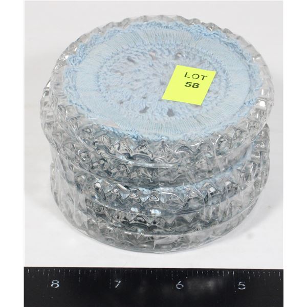VINTAGE COASTER SET - CLEAR CUT GLASS