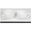 Image 1 : VINTAGE "CUBE" MILK GLASS CREAMER + SUGAR BOWL