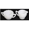 Image 2 : VINTAGE "CUBE" MILK GLASS CREAMER + SUGAR BOWL