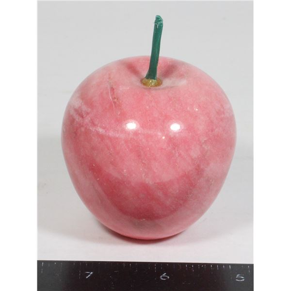 VINTAGE CARVED MARBLE PINK PAPERWEIGHT