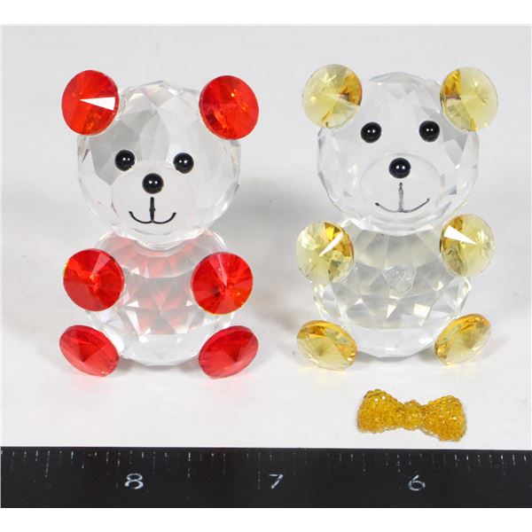 2X CRYSTAL TEDDY BEAR FIGURINES