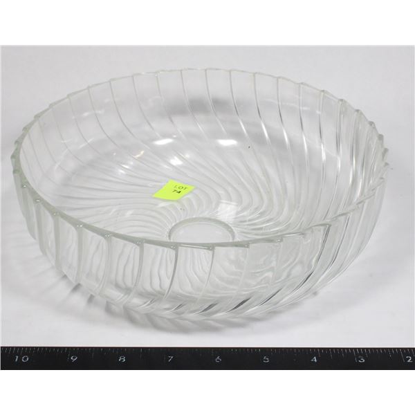VINTAGE CLEAR GLASS PRESSED SPIRAL SWIRL PATTERN C
