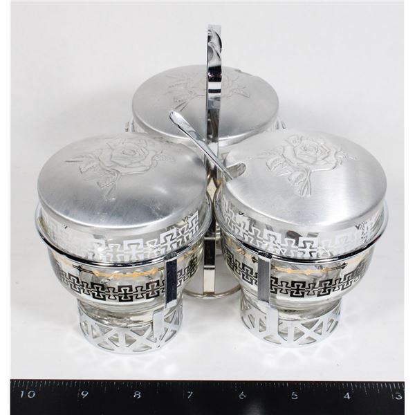 VINTAGE LIBBEY MID-CENTURY MODERN CONDIMENT CADDY