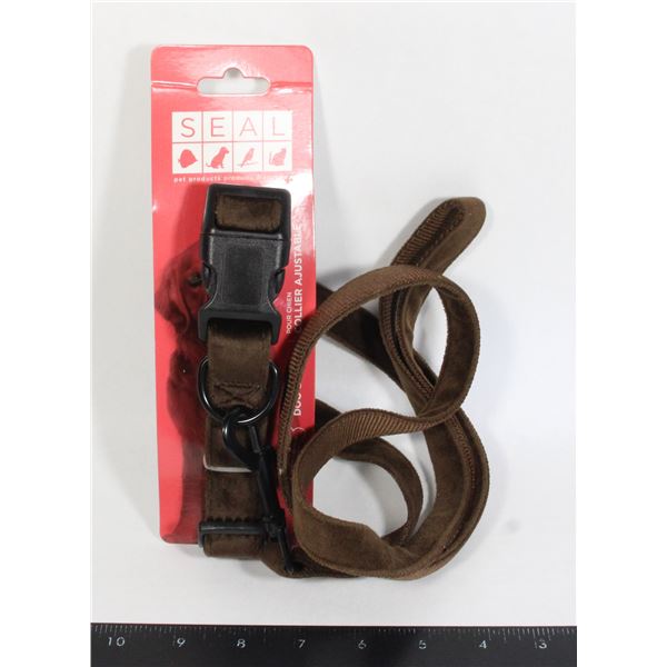 NEW LARGE ADJUSTABLE DOG COLLAR WITH LEASH